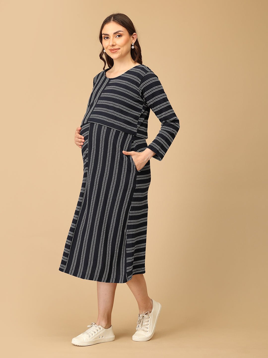  Just My Stripe Maternity and Nursing Dress Multi