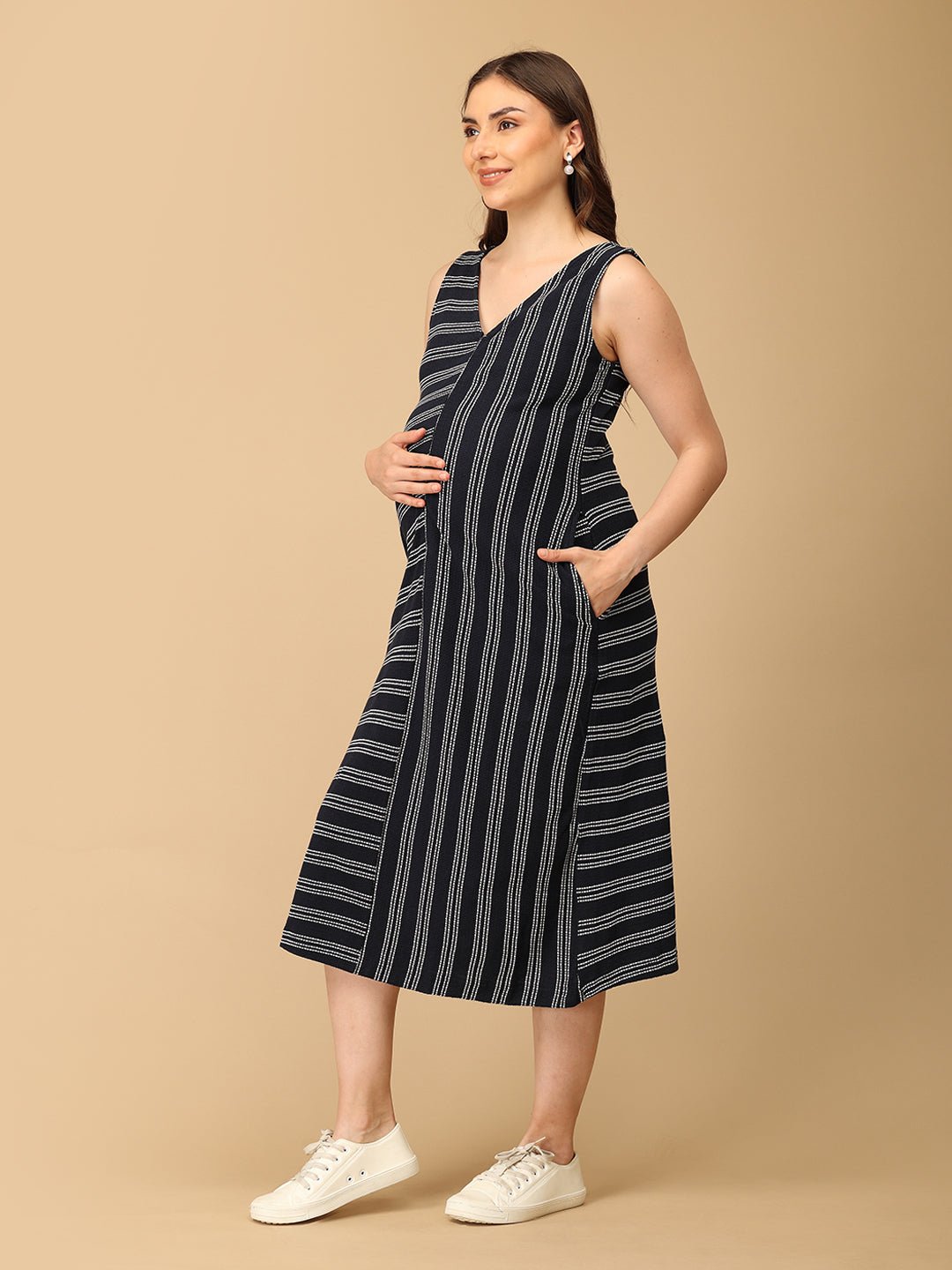  Just My Stripe Maternity and Nursing Dress Multi