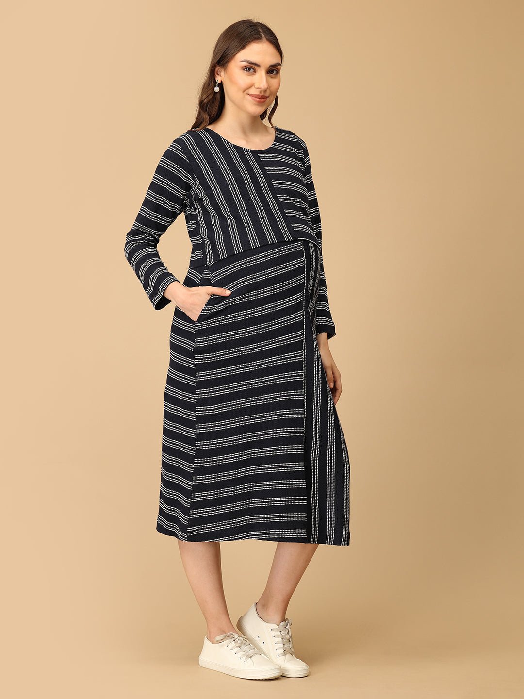  Just My Stripe Maternity and Nursing Dress Multi