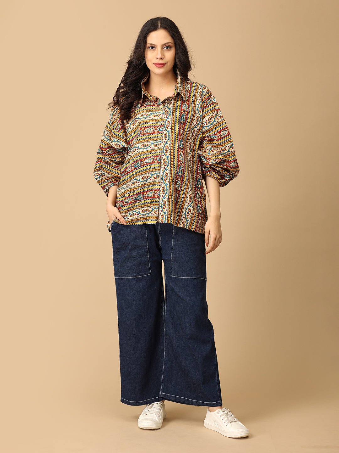  Kalavriti Maternity and Nursing Oversized Shirt Multi