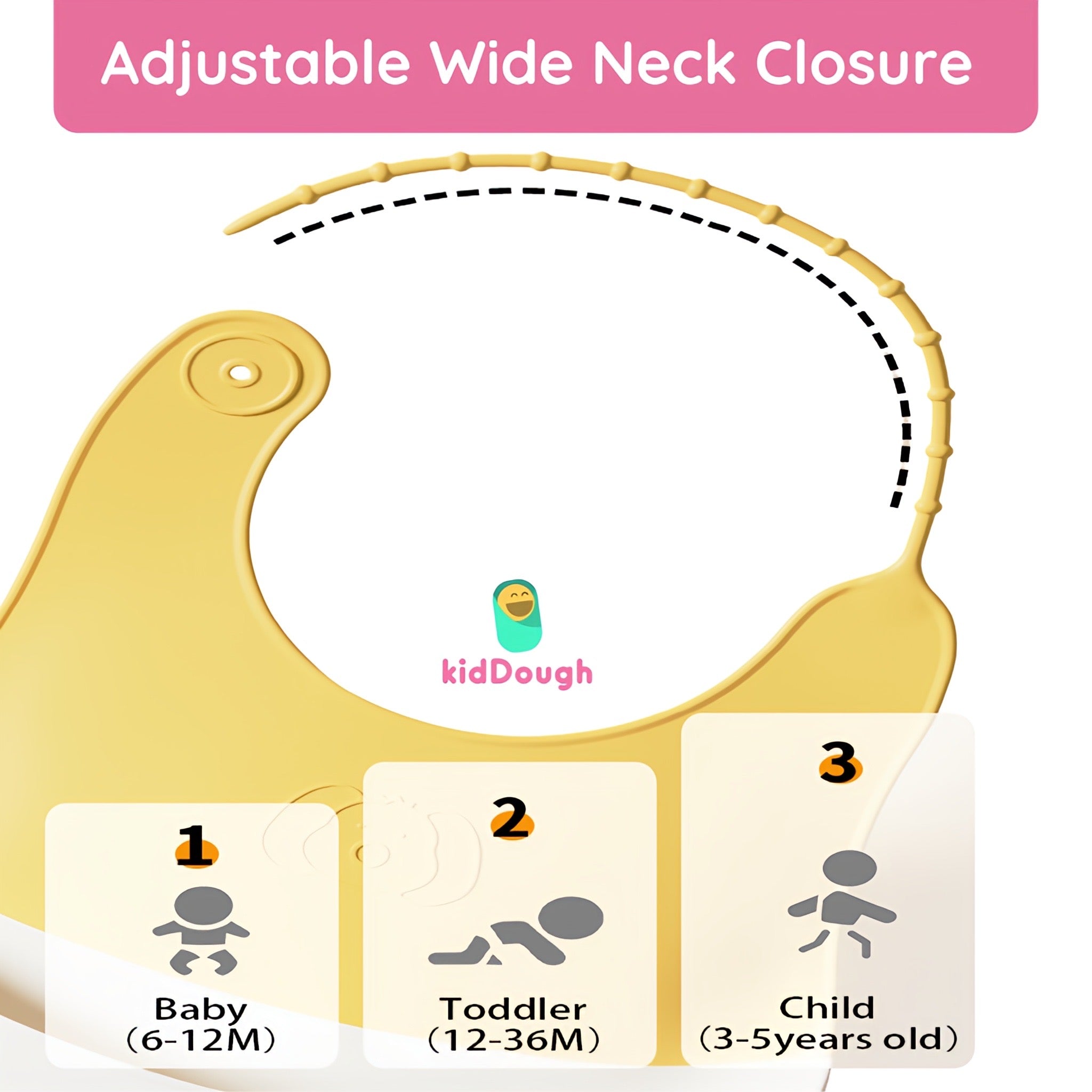 KidDough Waterproof Food Grade Silicone Feeding Bib For Babies