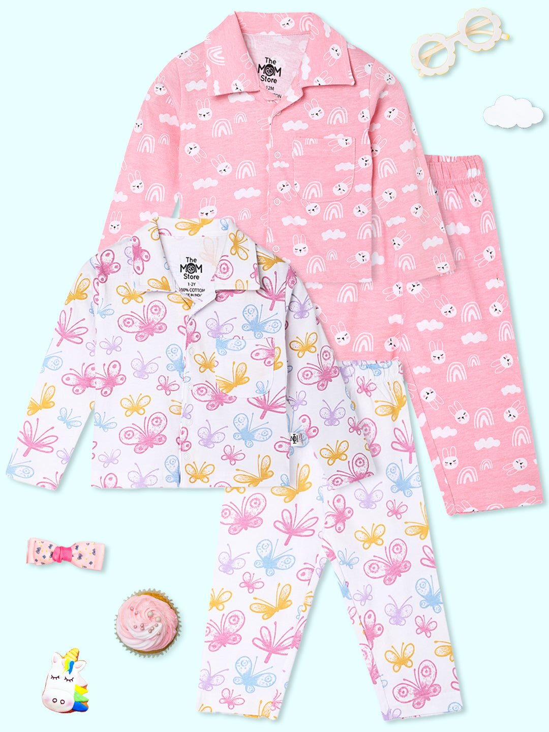  Cutey Bunny and Spring Wings Kids Pajama Set