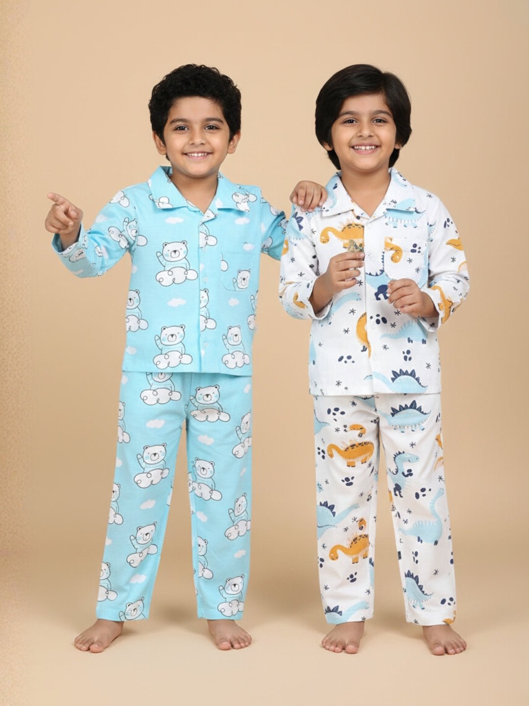  Dino Trip Hello Bear Pajama Set Combo For Kids