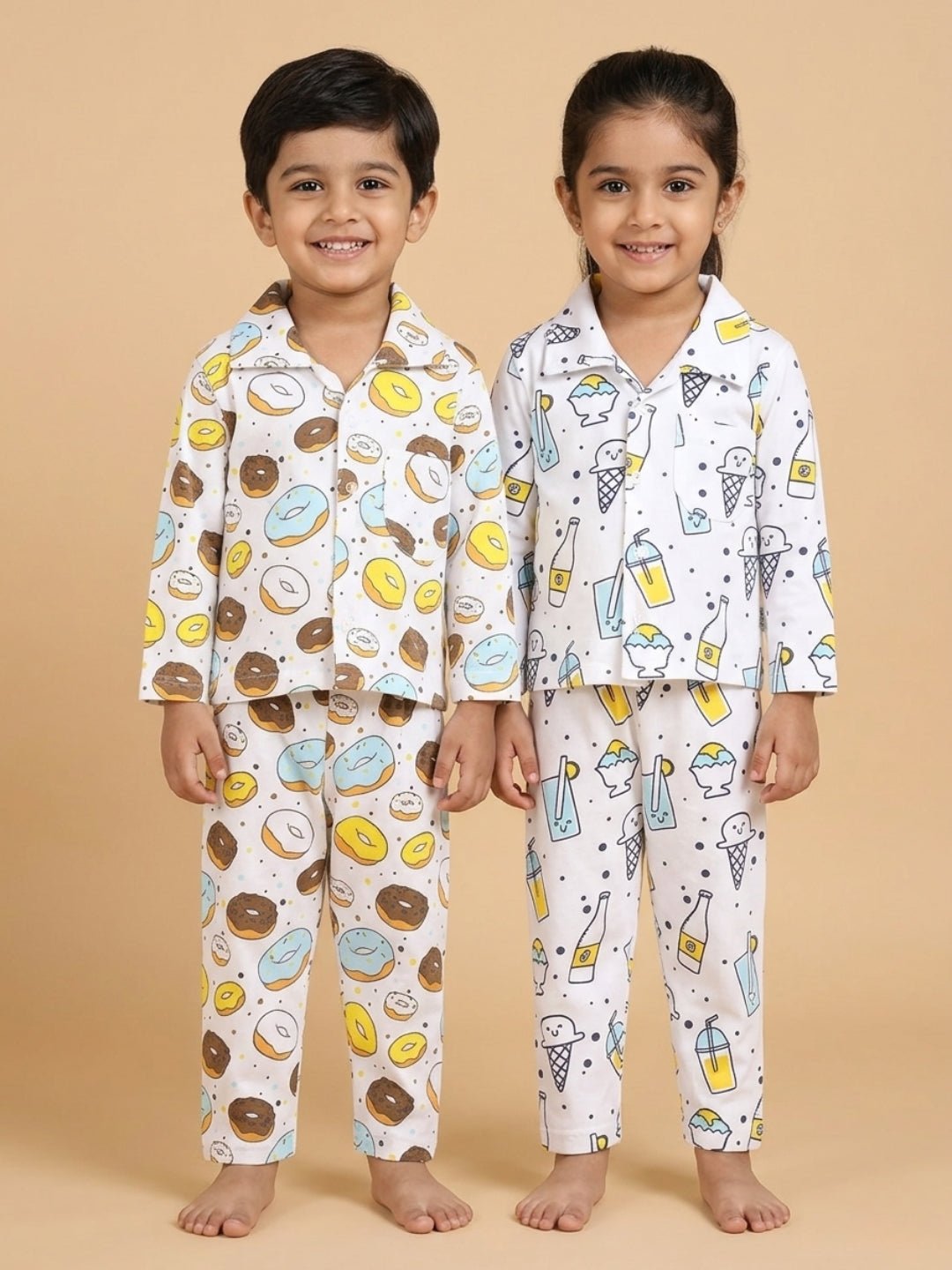 Combo Of 2 Kids Cotton Pajama Nightsuit Set