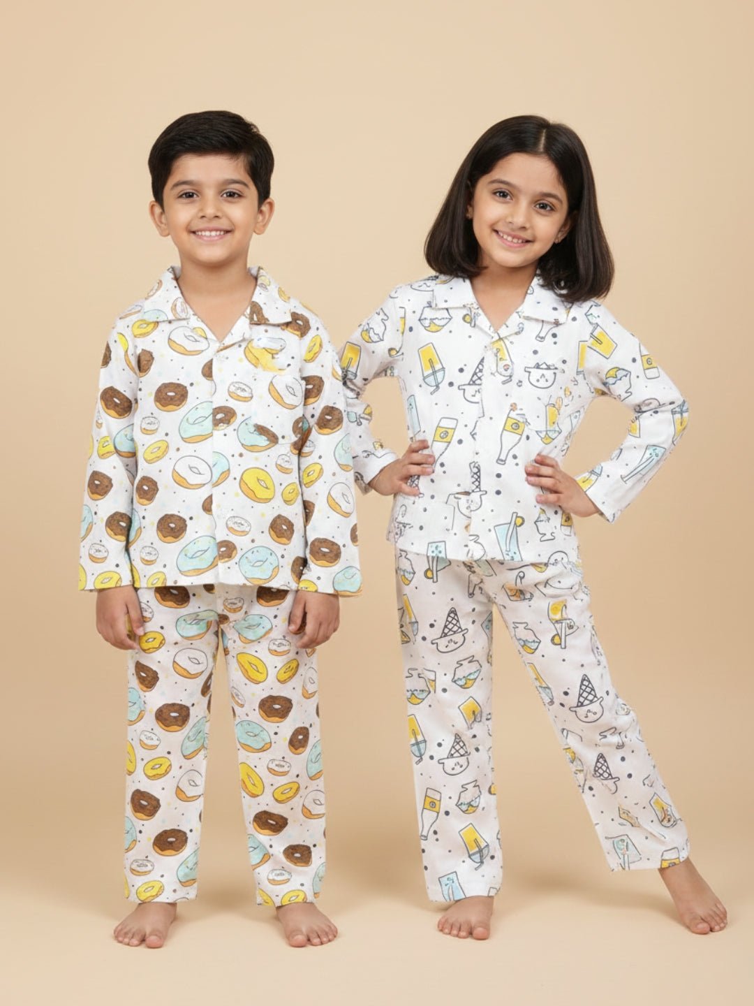 Combo Of 2 Kids Cotton Pajama Nightsuit Set