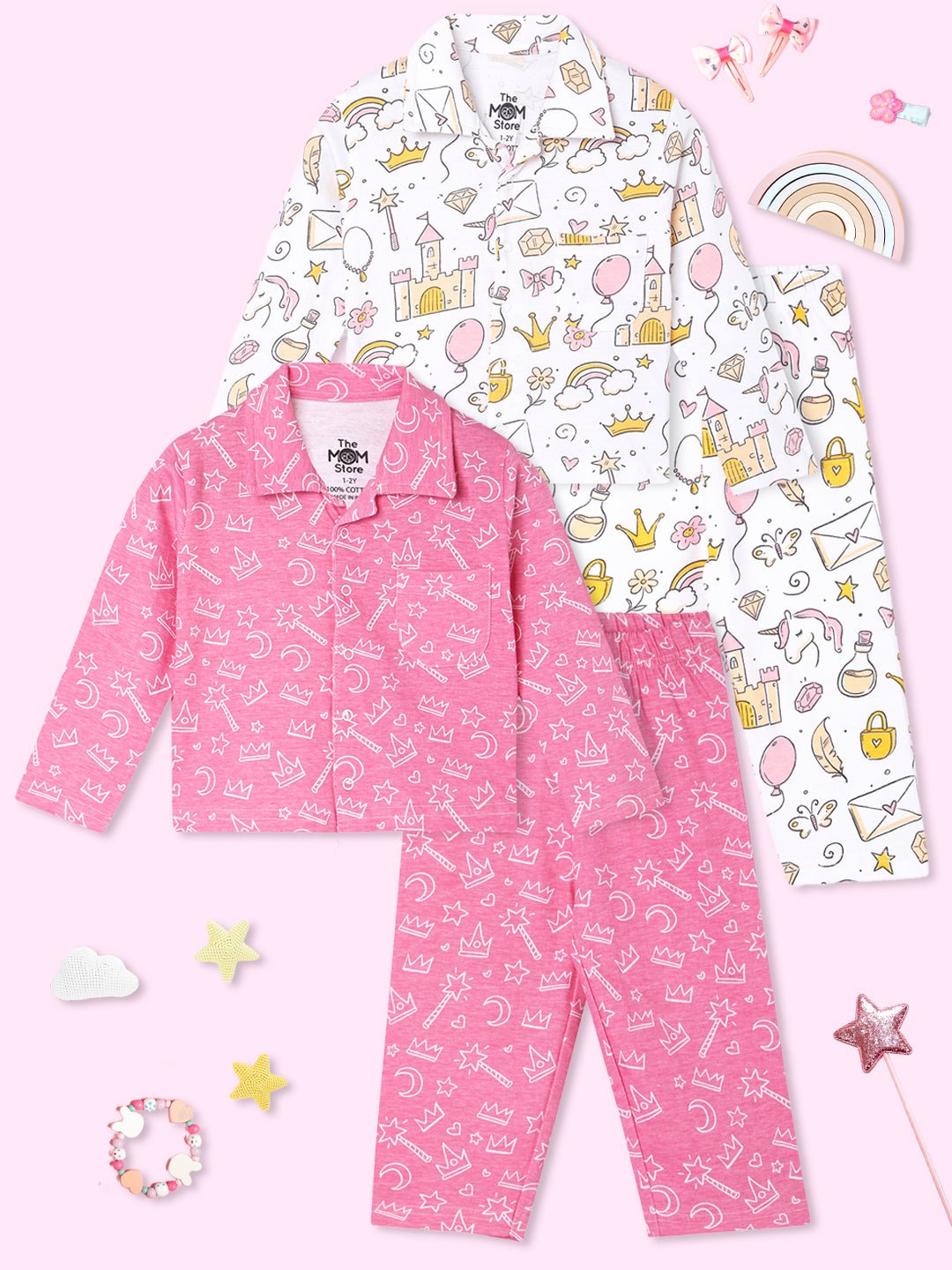  Pink Blue Princess Party Spring Wings Pajama Set
