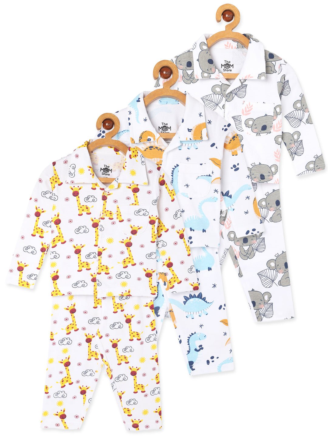 Multi Baby Koala Giraffe Dino Pajama Set For Kids