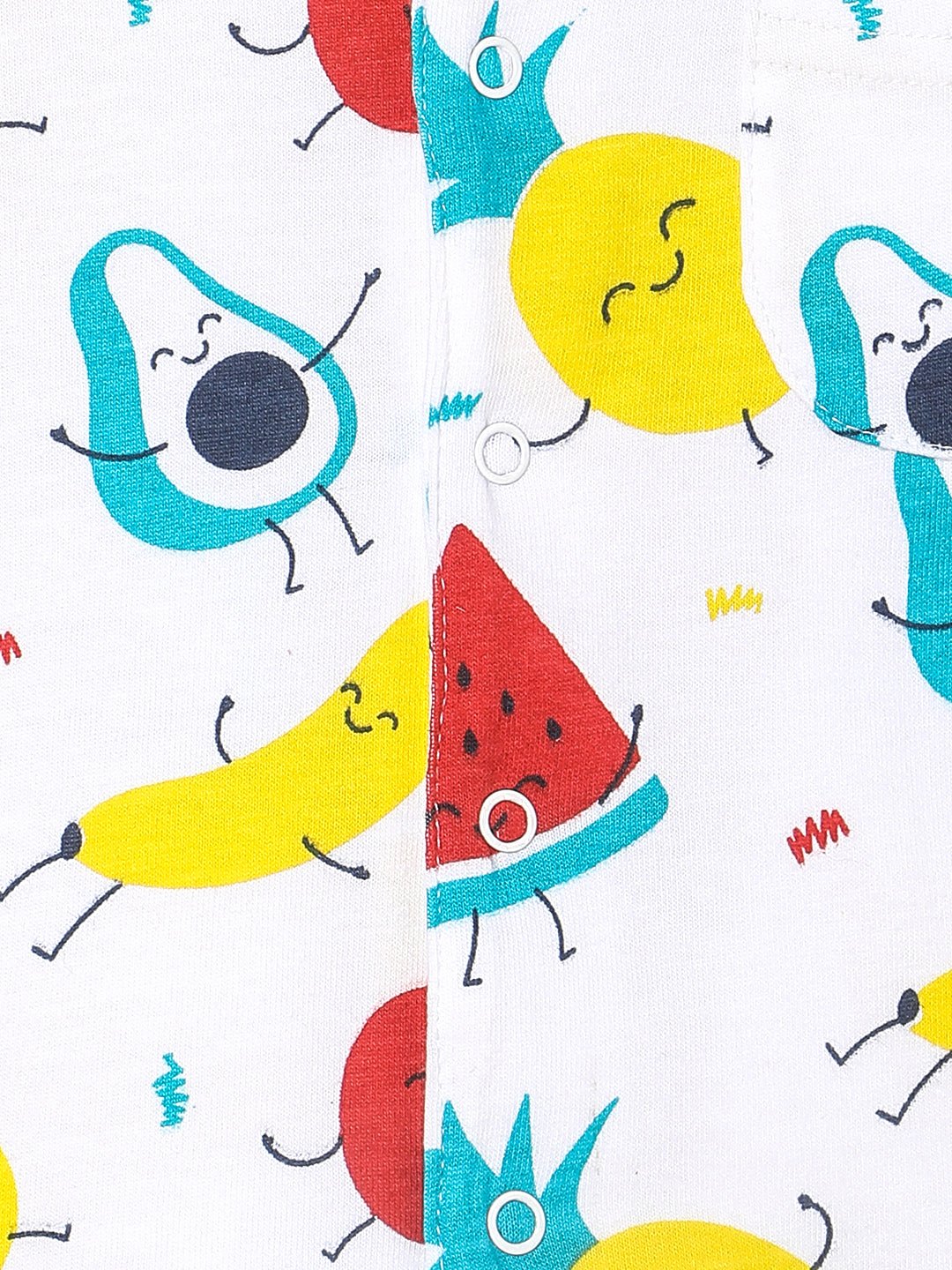 Multicolor Fruity Cutie Smoothie Doughnut Pajama Set For Kids