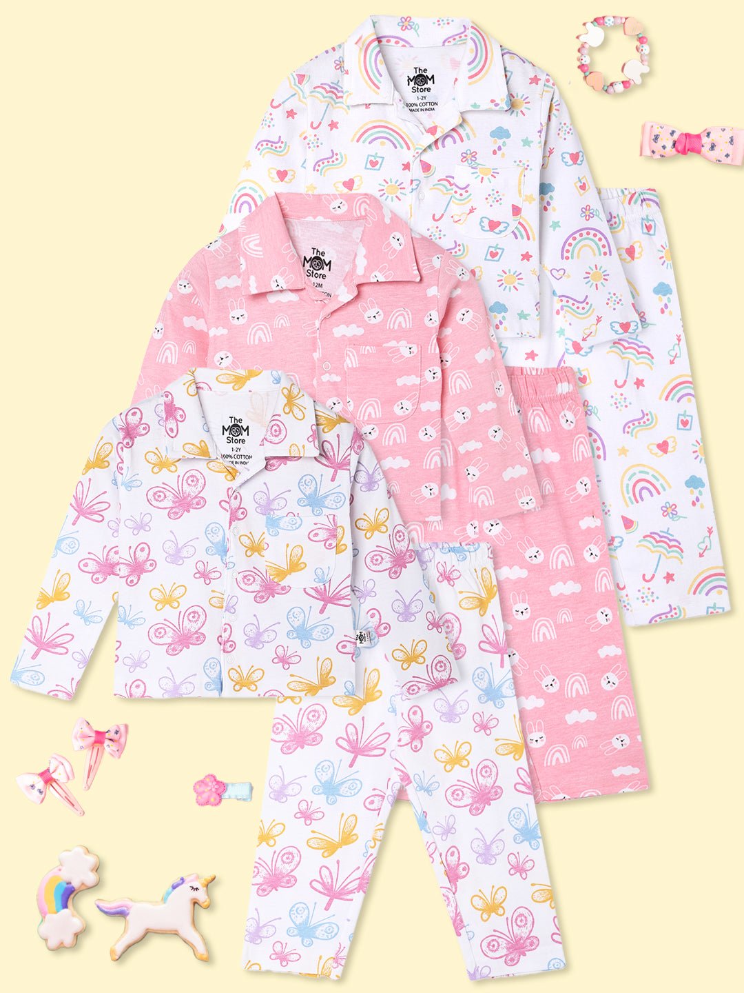  Spring Wings Sunshine Rainbow Cutey Bunny Pajama Set