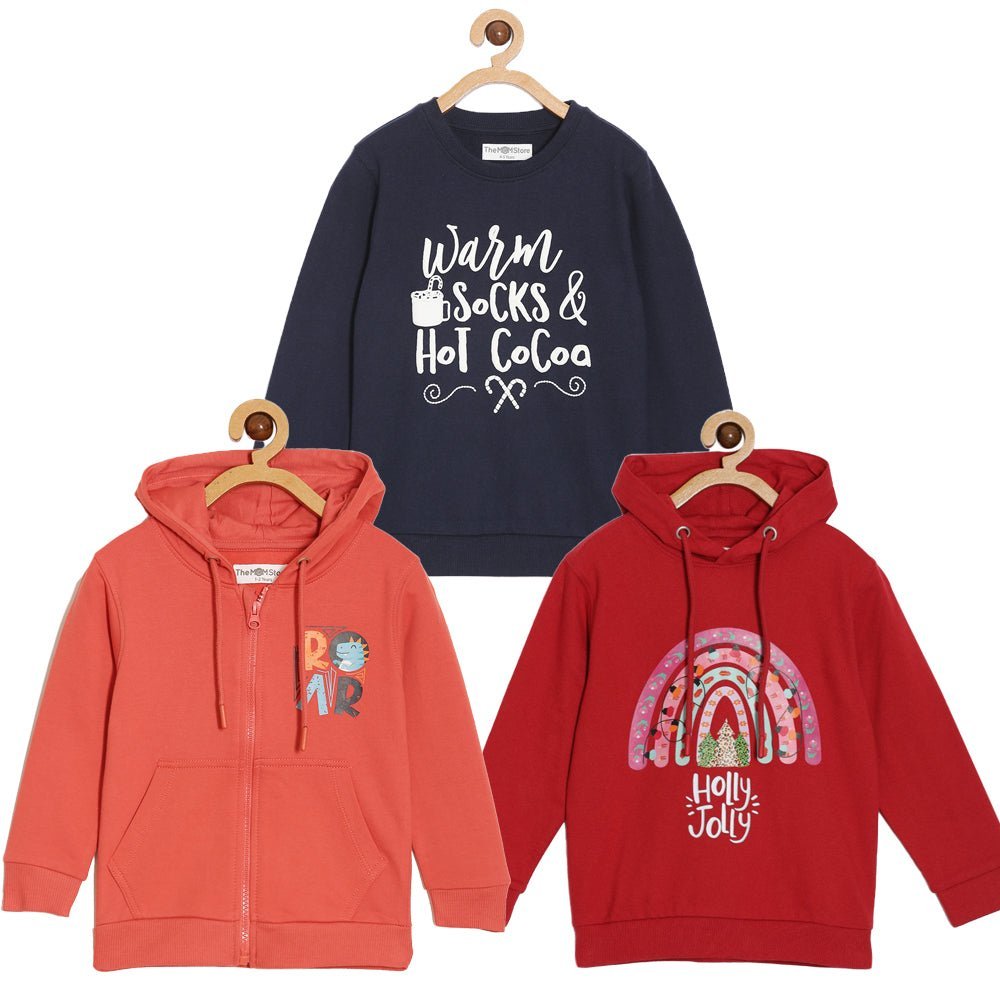 Multi Color Cotton French Terry Winterwear For Kids Pack of 3
