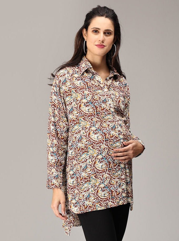  Kimaya Maternity and Nursing Oversized Shirt Multi