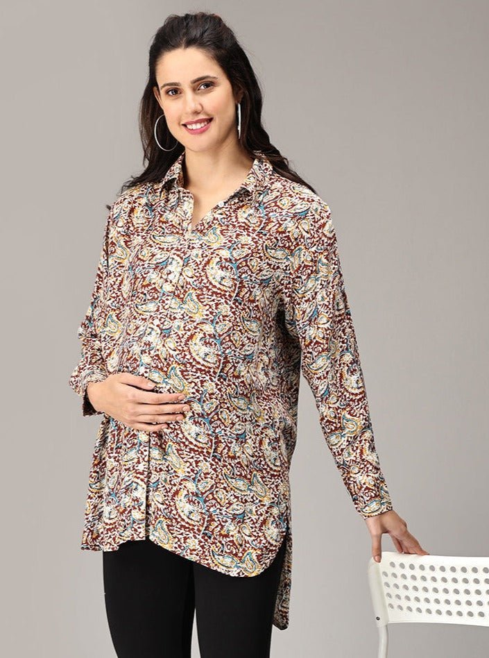  Kimaya Maternity and Nursing Oversized Shirt Multi