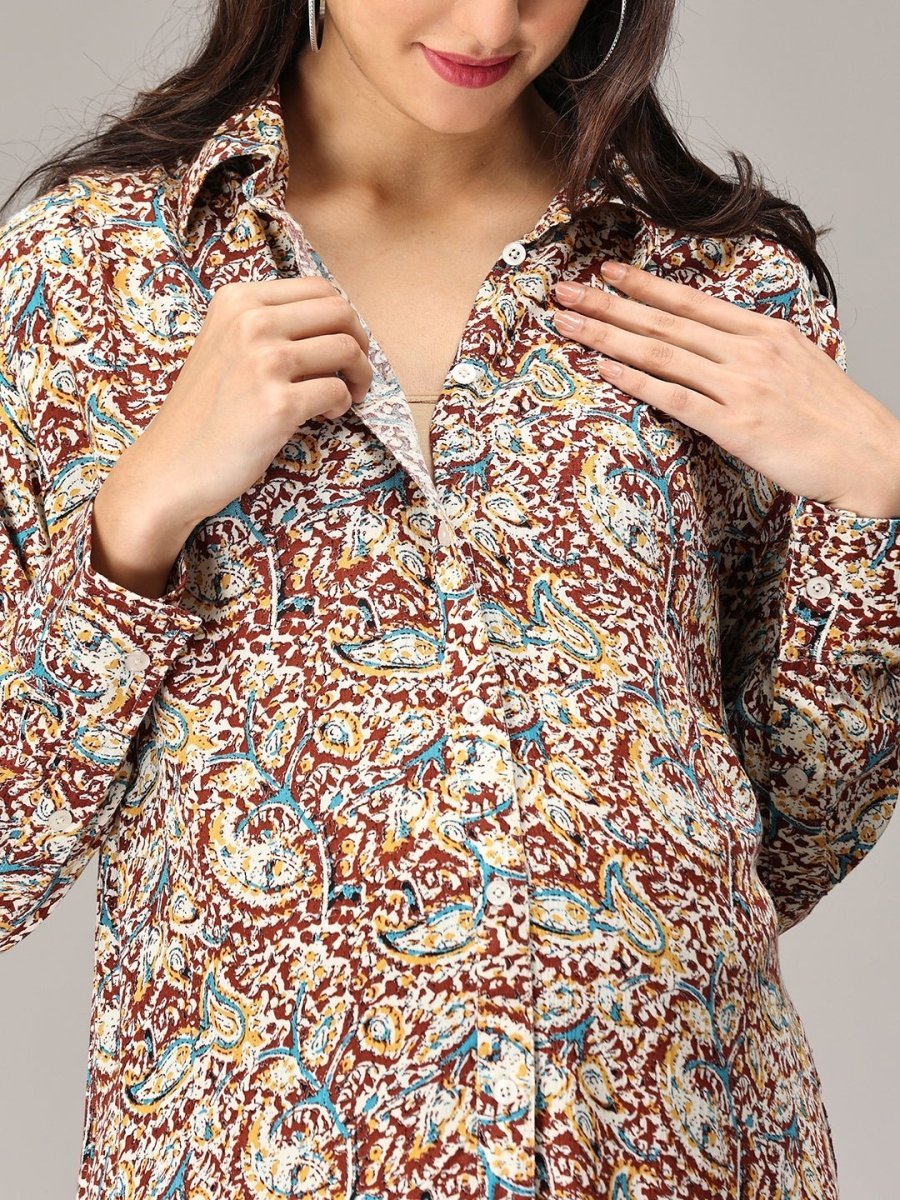 Kimaya Maternity and Nursing Oversized Shirt Multi