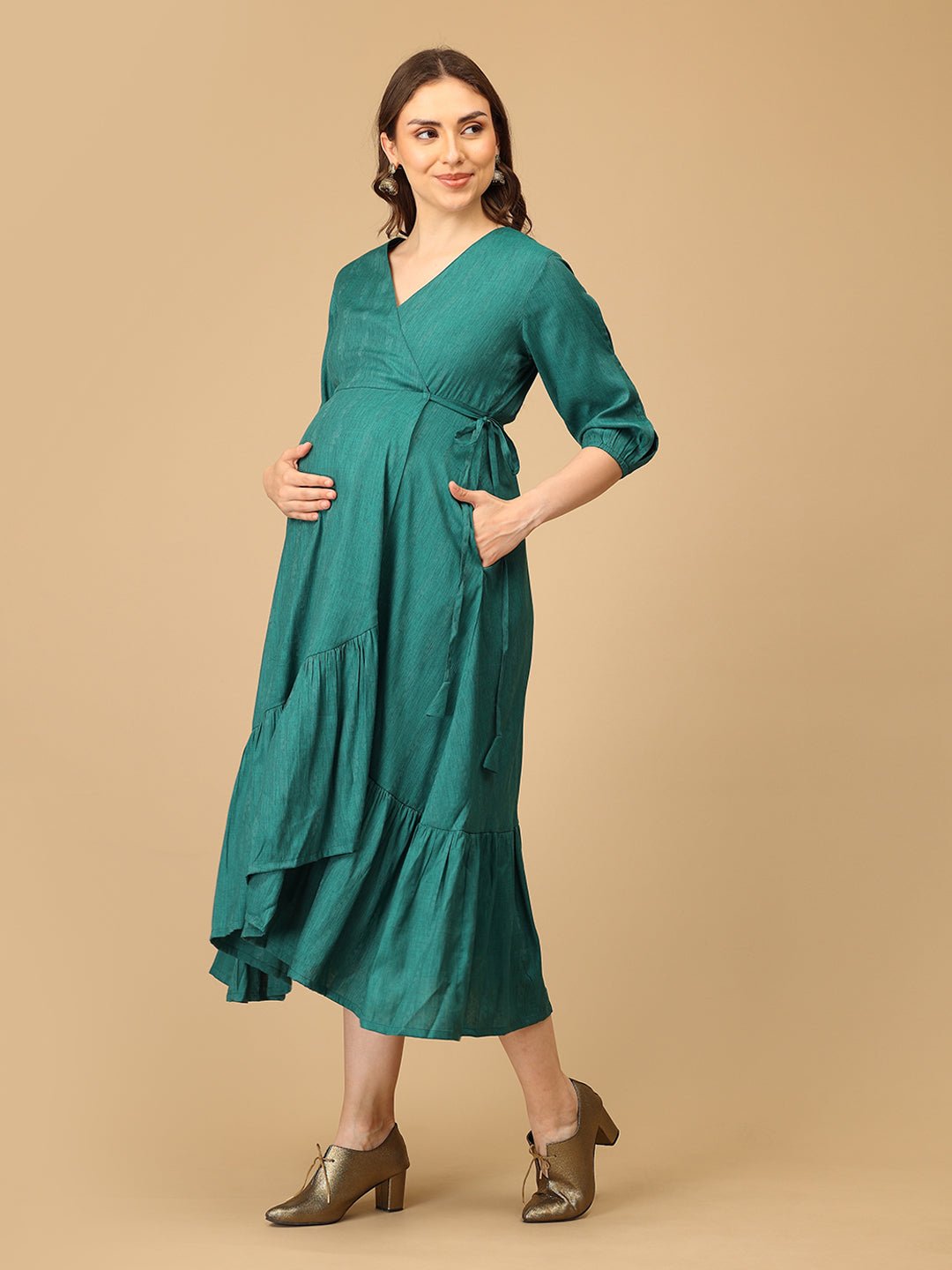  Lagoon Swing Maternity and Nursing Wrap Dress Teal