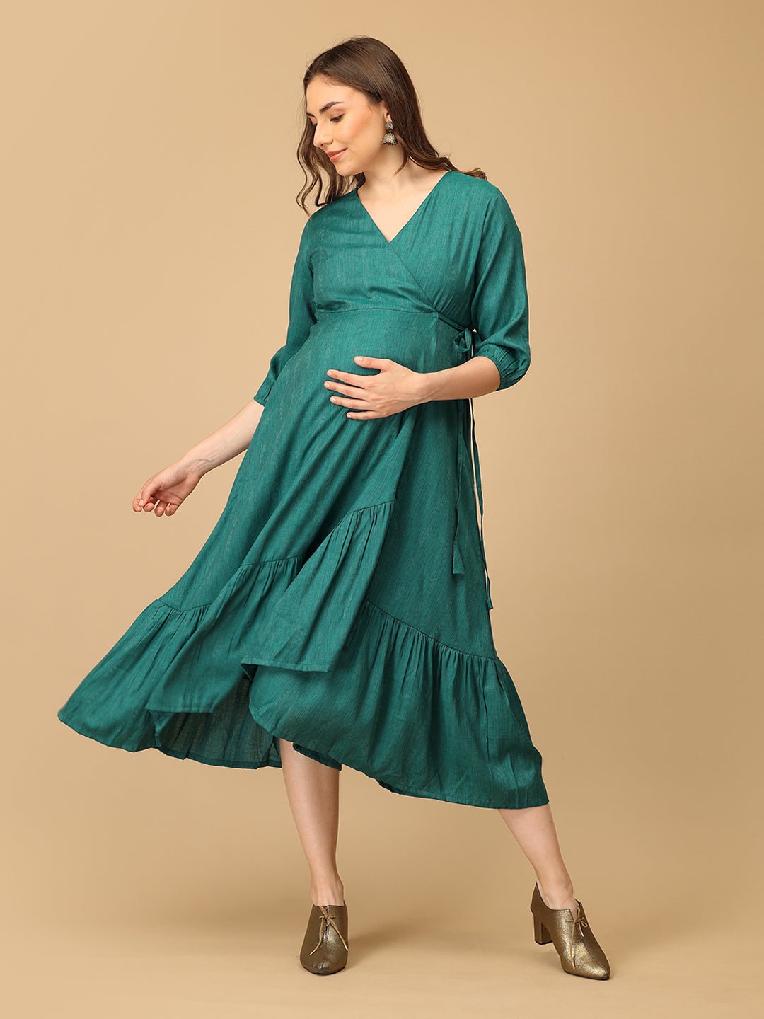  Lagoon Swing Maternity and Nursing Wrap Dress Teal