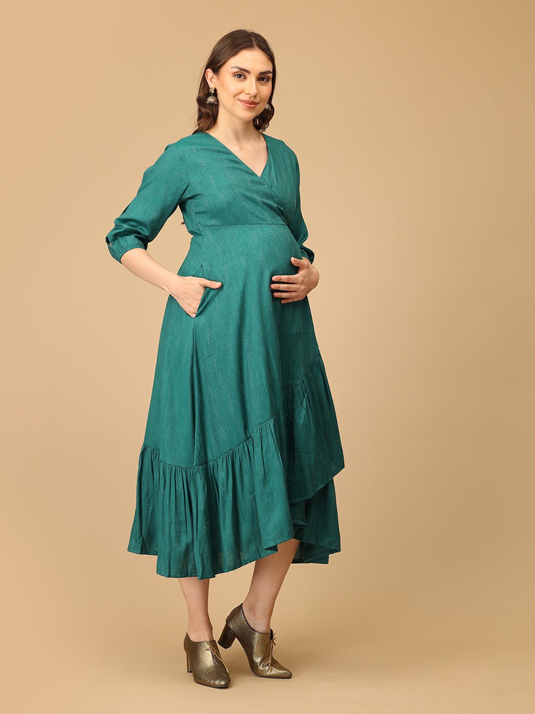  Lagoon Swing Maternity and Nursing Wrap Dress Teal
