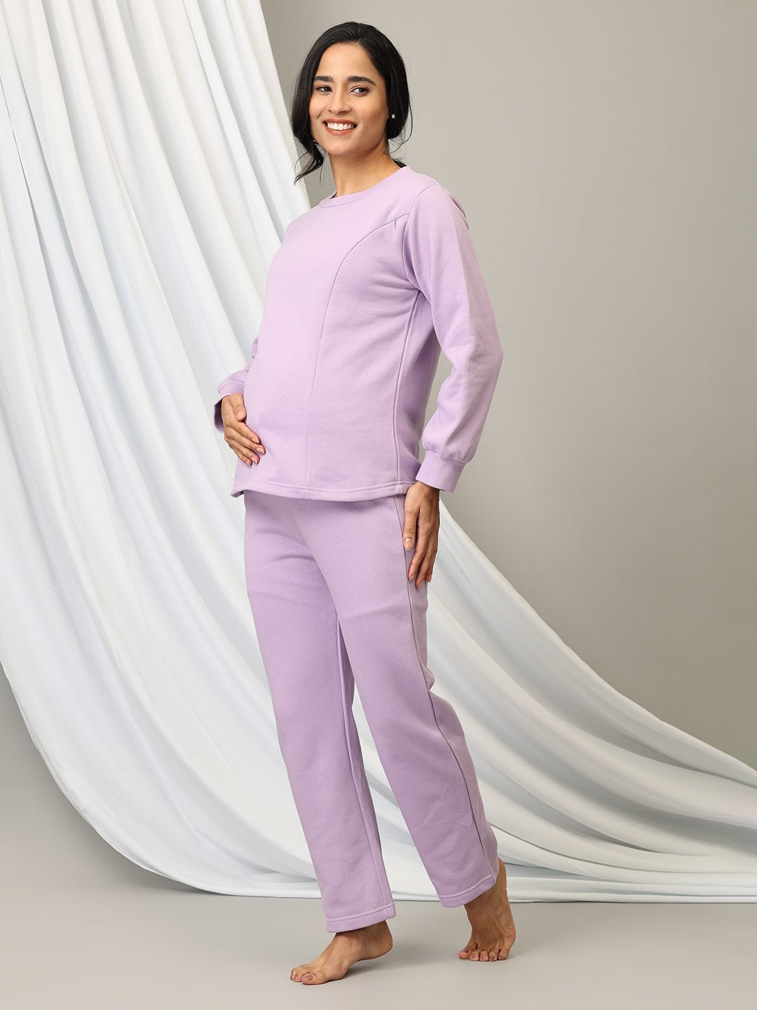  Lavender Lush Maternity and Nursing Pajama Loungewear Set Purple