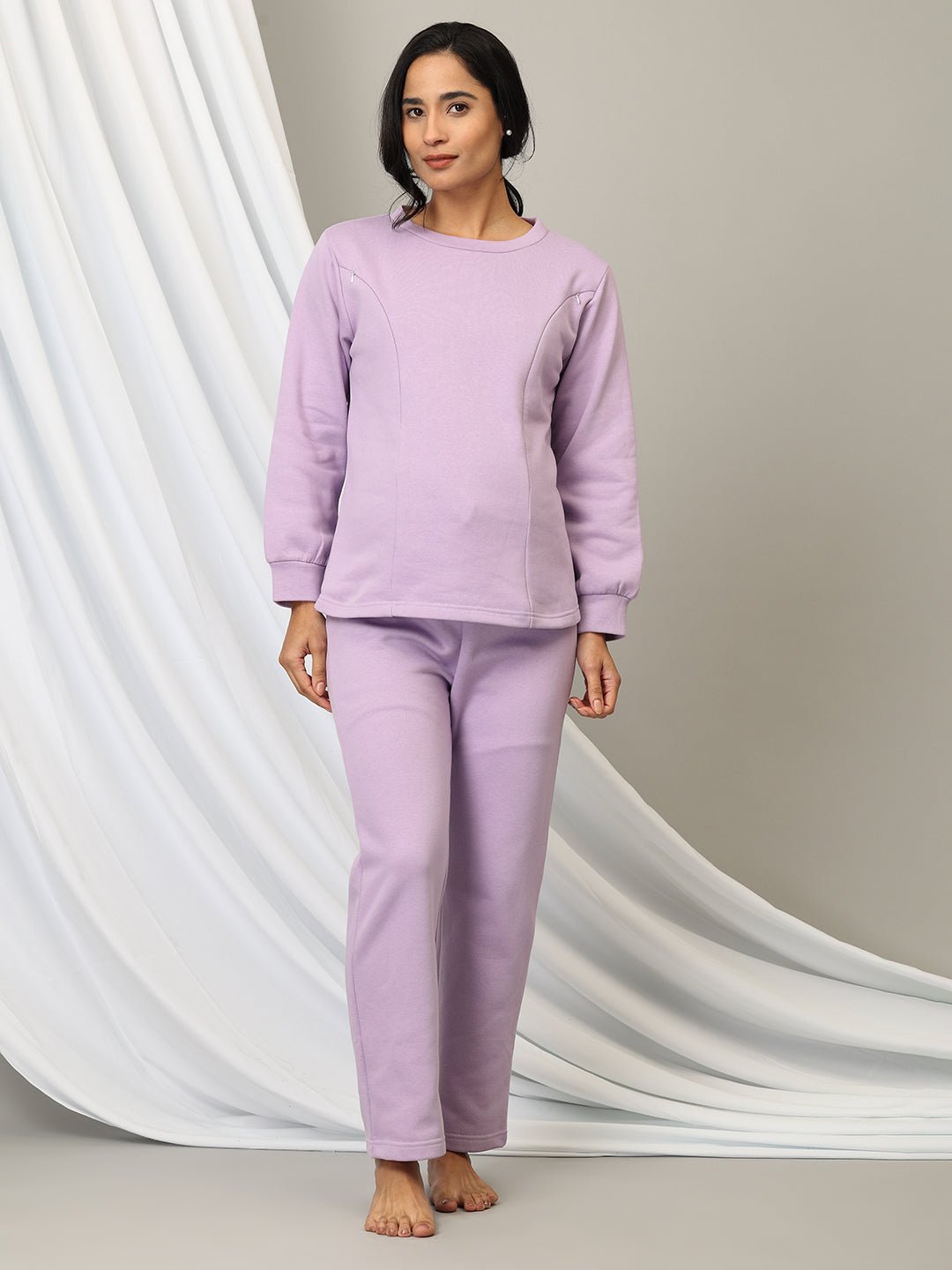  Lavender Lush Maternity and Nursing Pajama Loungewear Set Purple