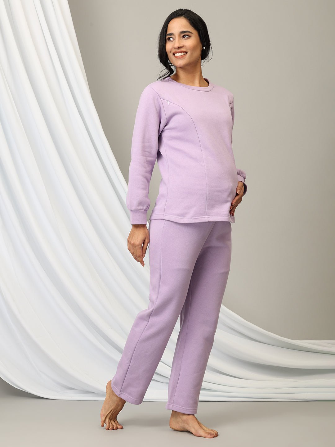  Lavender Lush Maternity and Nursing Pajama Loungewear Set Purple