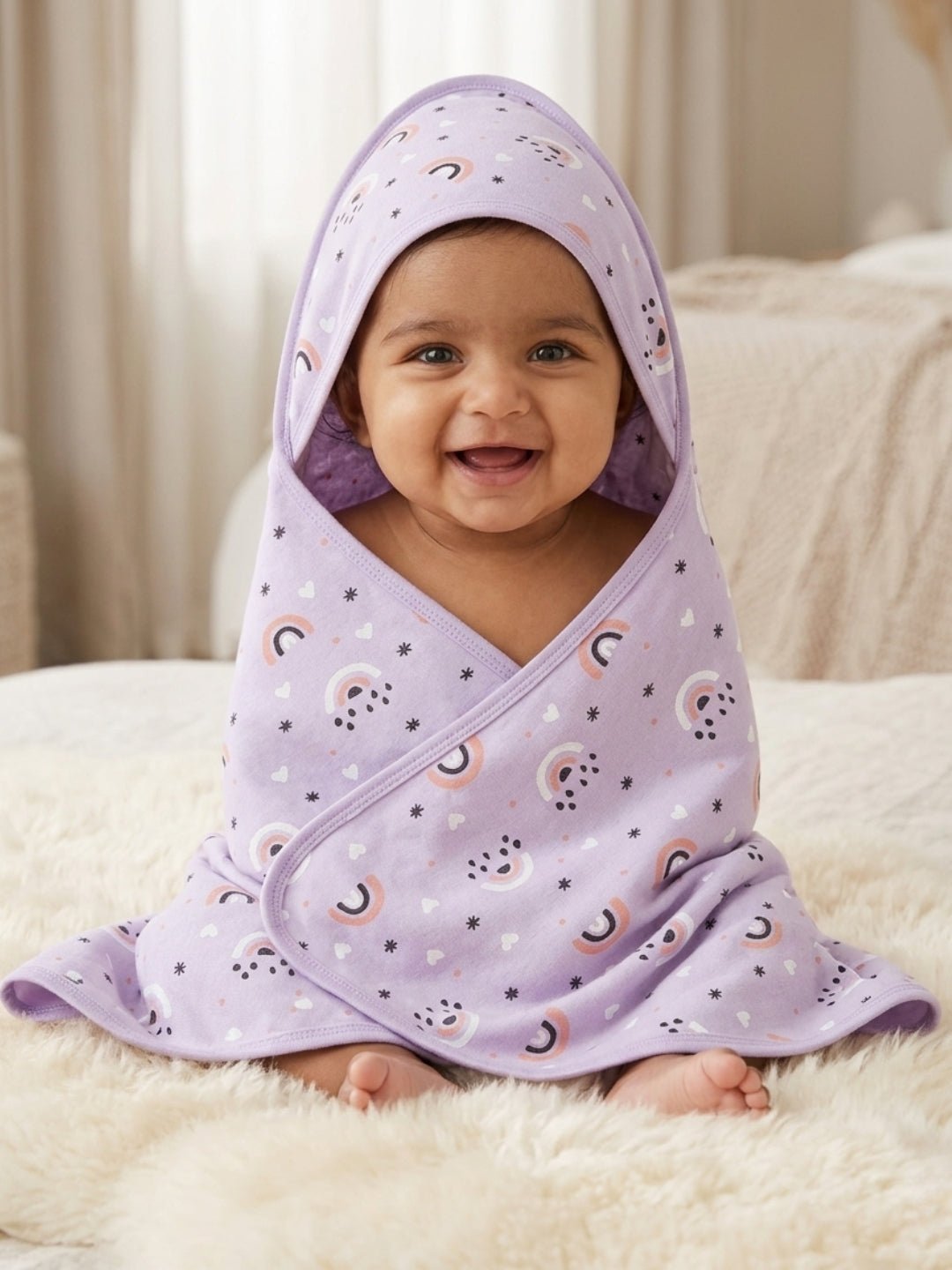 Lavender Twinkle Hooded Towel Blanket For Kids