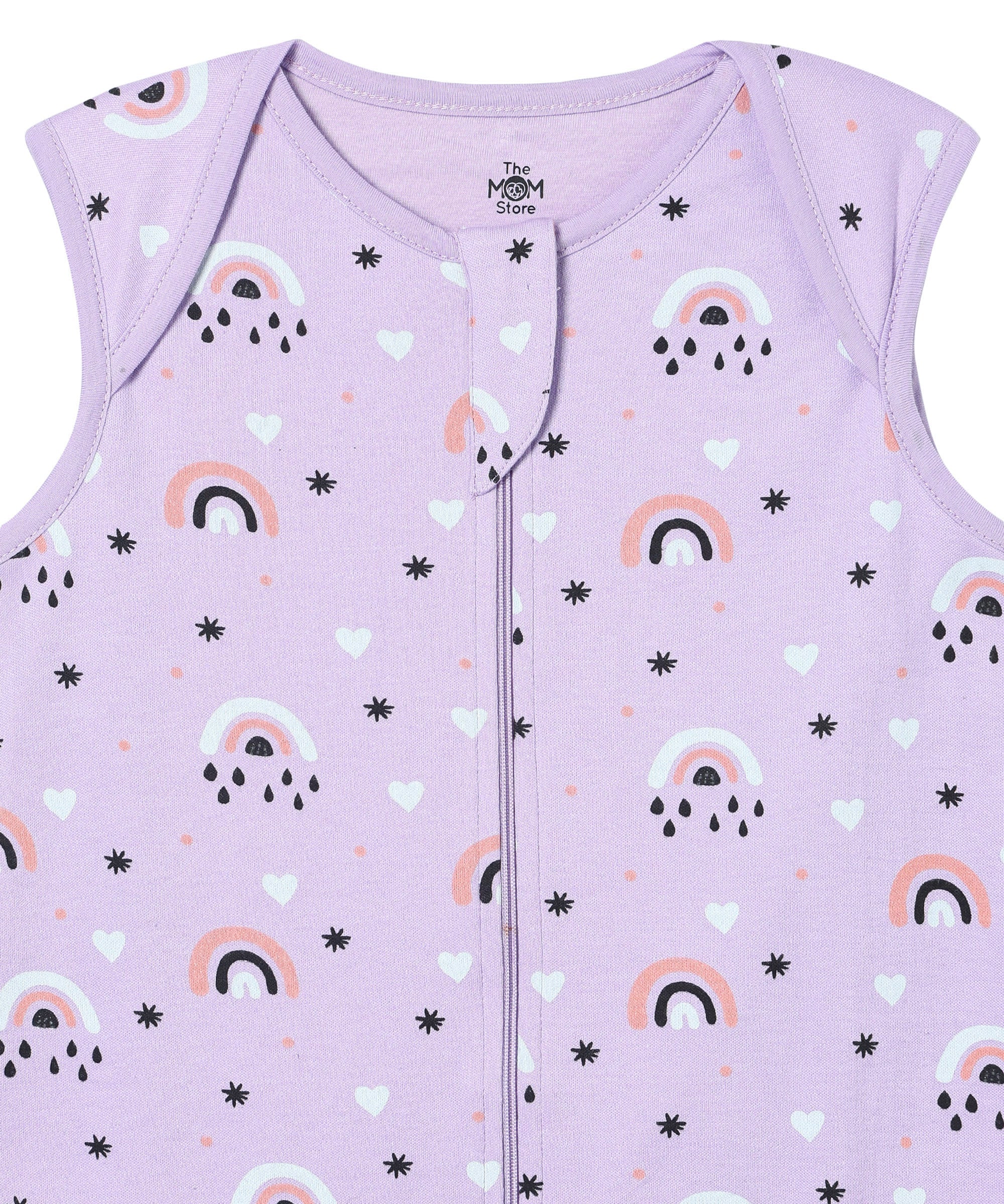 Lavender Twinkle 2 Way Zipper Organic Cotton Sleeping Bag For Babies