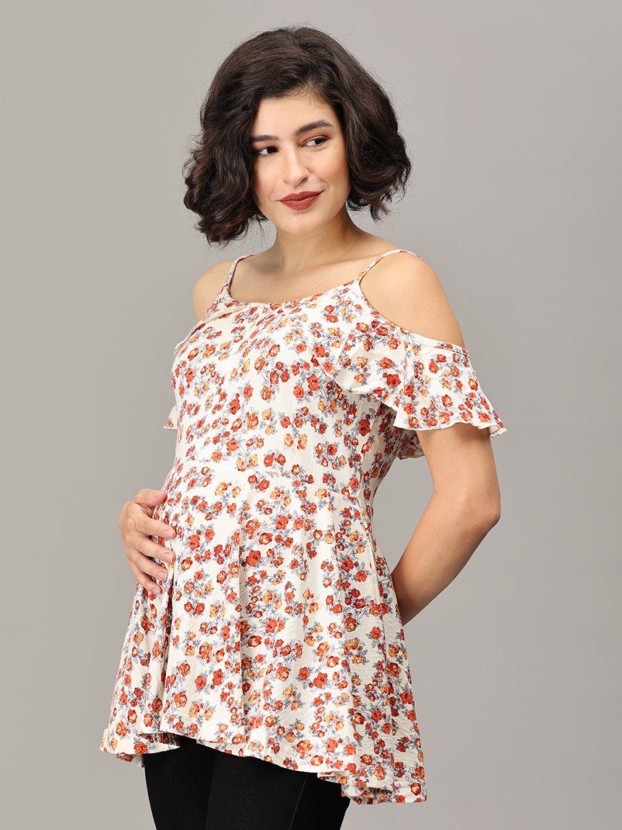  Lavishly Loved Floral Maternity and Nursing Top Cream