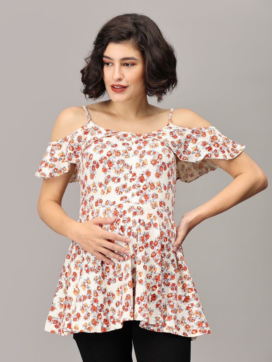  Lavishly Loved Floral Maternity and Nursing Top Cream