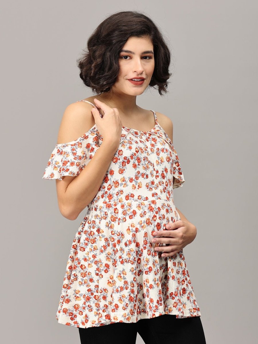  Lavishly Loved Floral Maternity and Nursing Top Cream