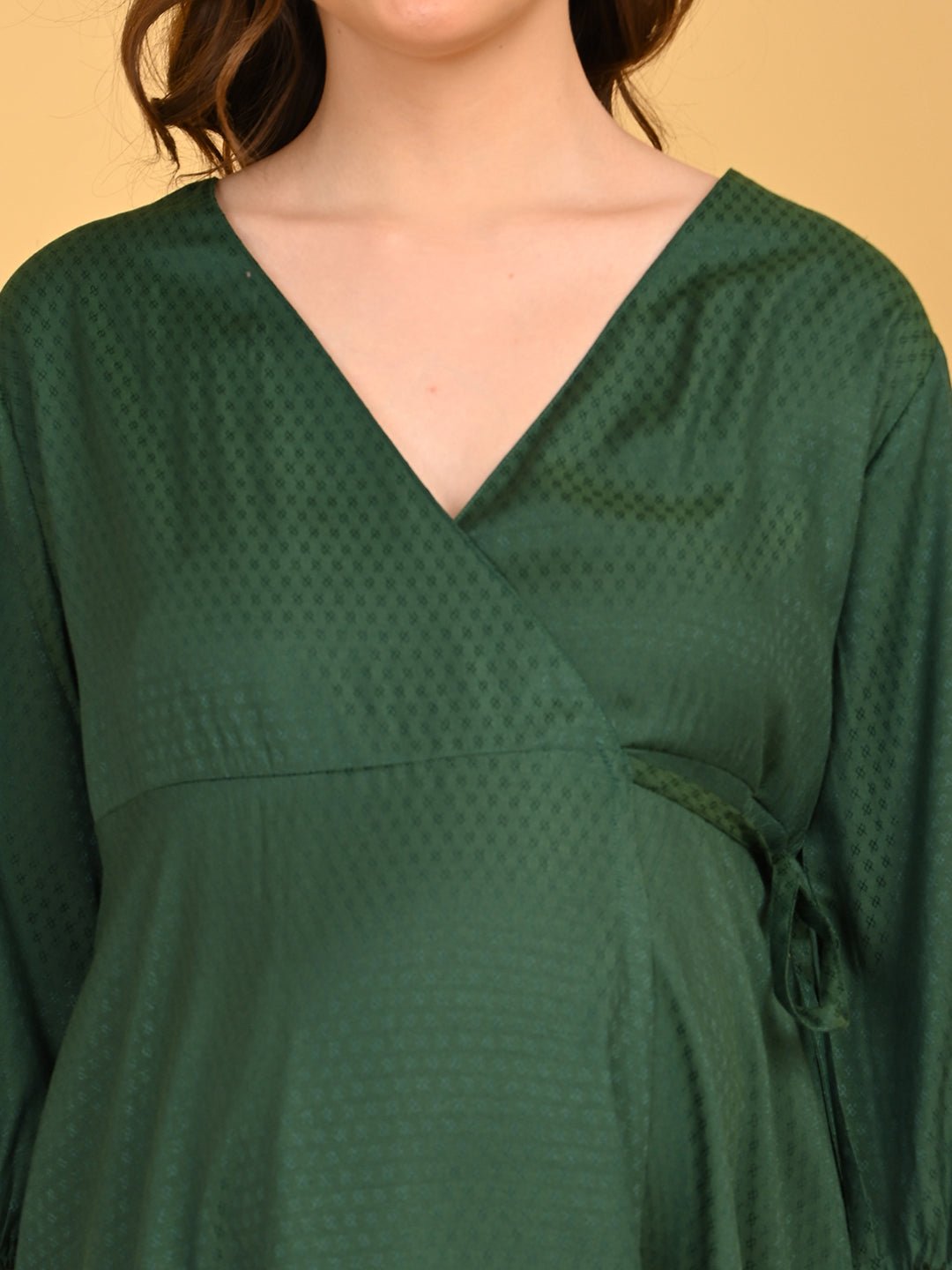  Leaf Me Breathless Maternity Wrap Dress Green