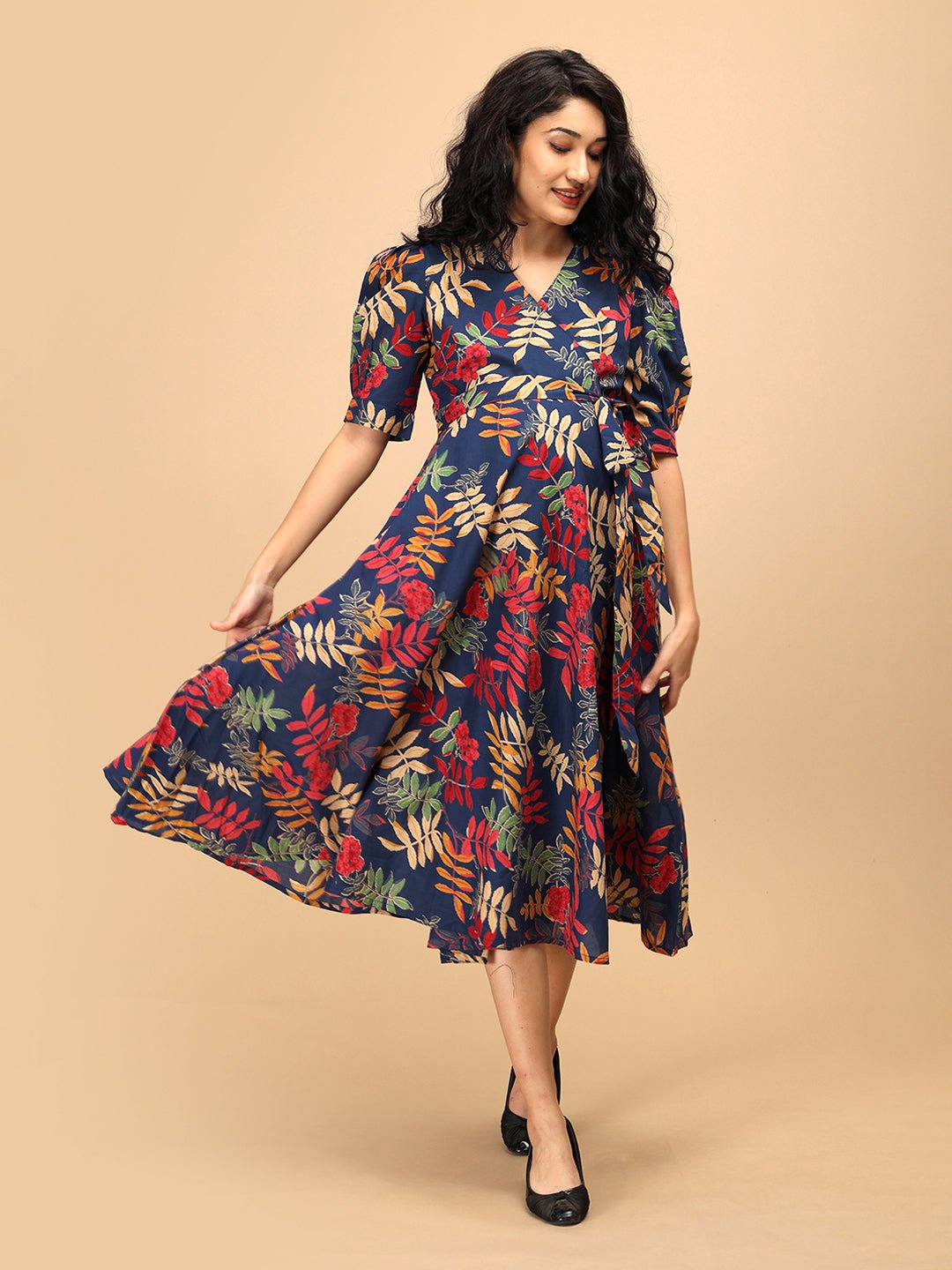  Leaf the Drama Maternity and Nursing Wrap Dress Multi