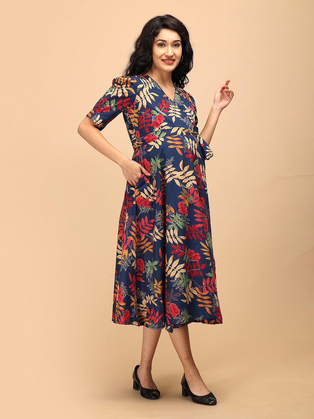  Leaf the Drama Maternity and Nursing Wrap Dress Multi