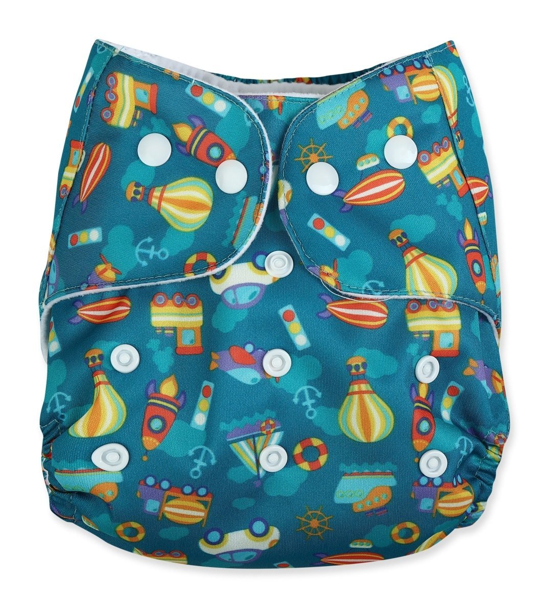 Multicolor Lets Race Reusable Waterproof Cotton Cloth Diaper For Babies