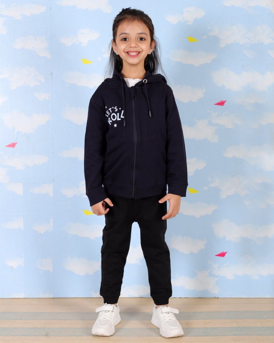  Navy Let's Roll Skating Shoe Zipper Hoodie