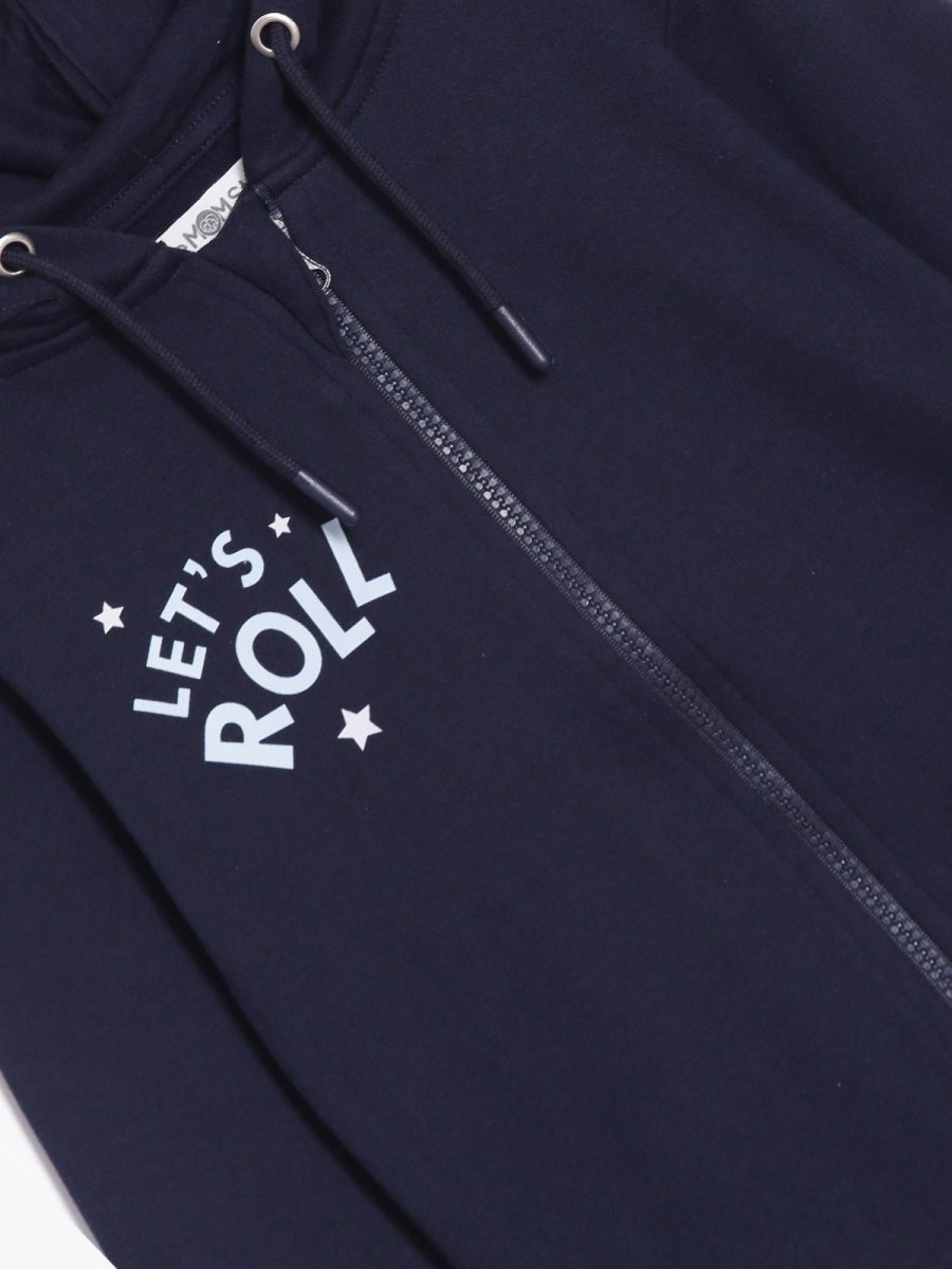  Navy Let's Roll Skating Shoe Zipper Hoodie
