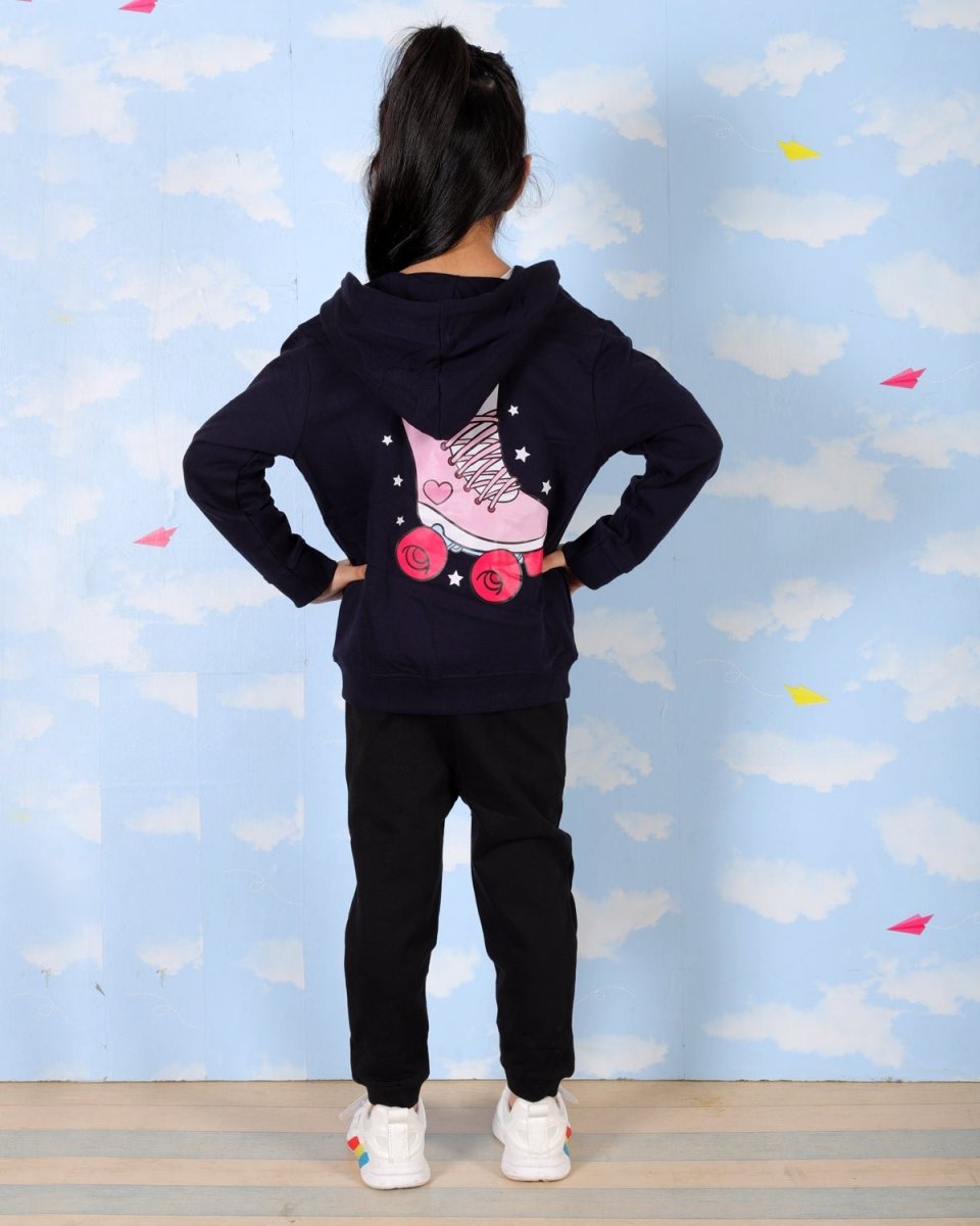  Navy Let's Roll Skating Shoe Zipper Hoodie