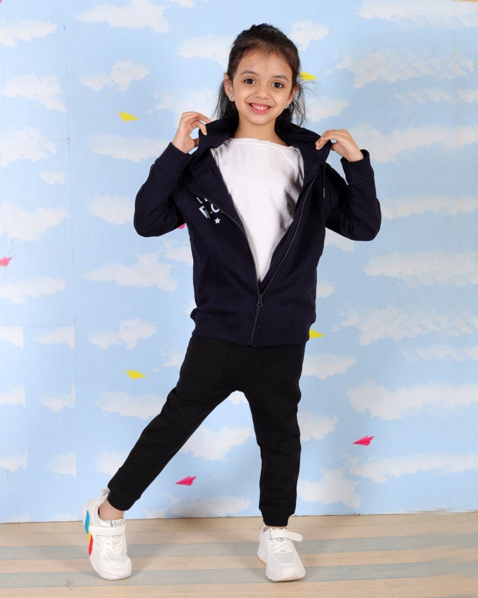  Navy Let's Roll Skating Shoe Zipper Hoodie
