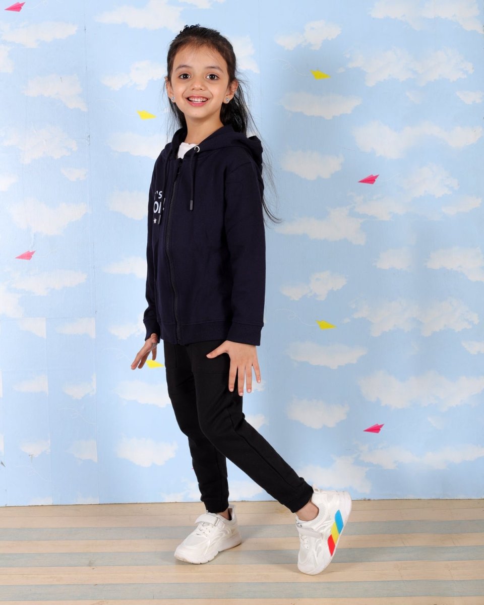  Navy Let's Roll Skating Shoe Zipper Hoodie