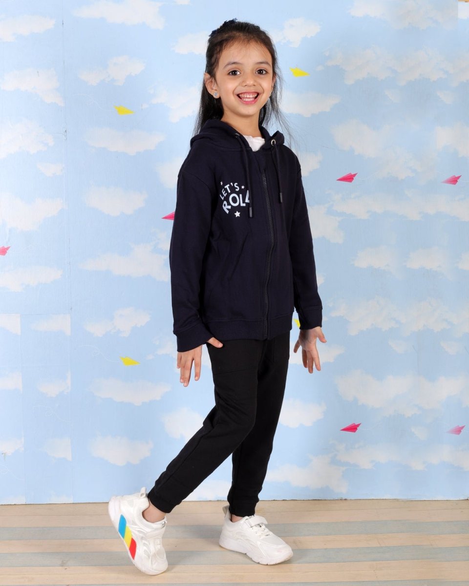  Navy Let's Roll Skating Shoe Zipper Hoodie