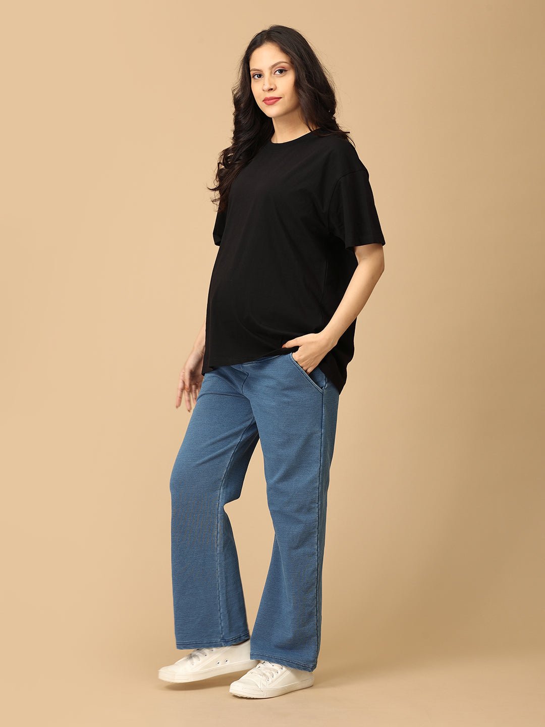  Knit Maternity Denim with Belly Support Light Blue