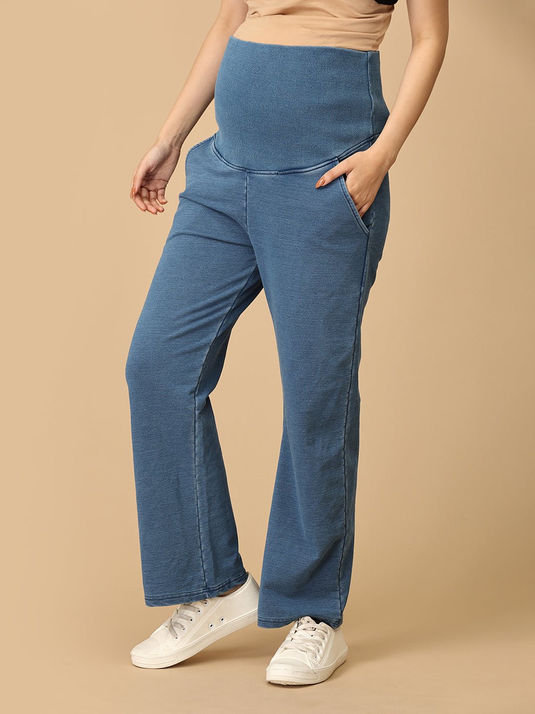  Knit Maternity Denim with Belly Support Light Blue