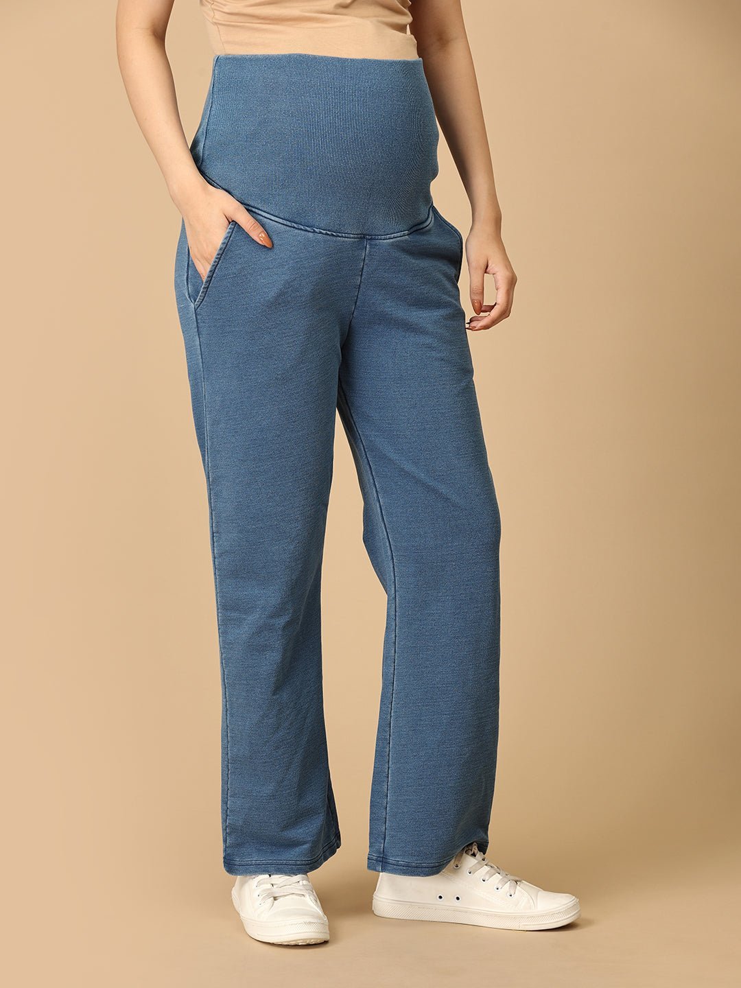  Knit Maternity Denim with Belly Support Light Blue