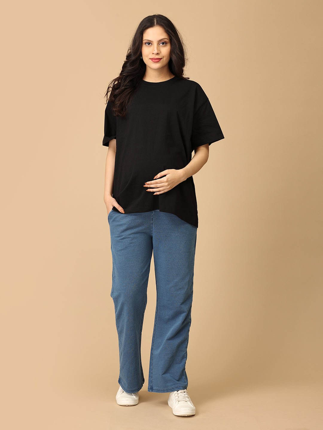  Knit Maternity Denim with Belly Support Light Blue