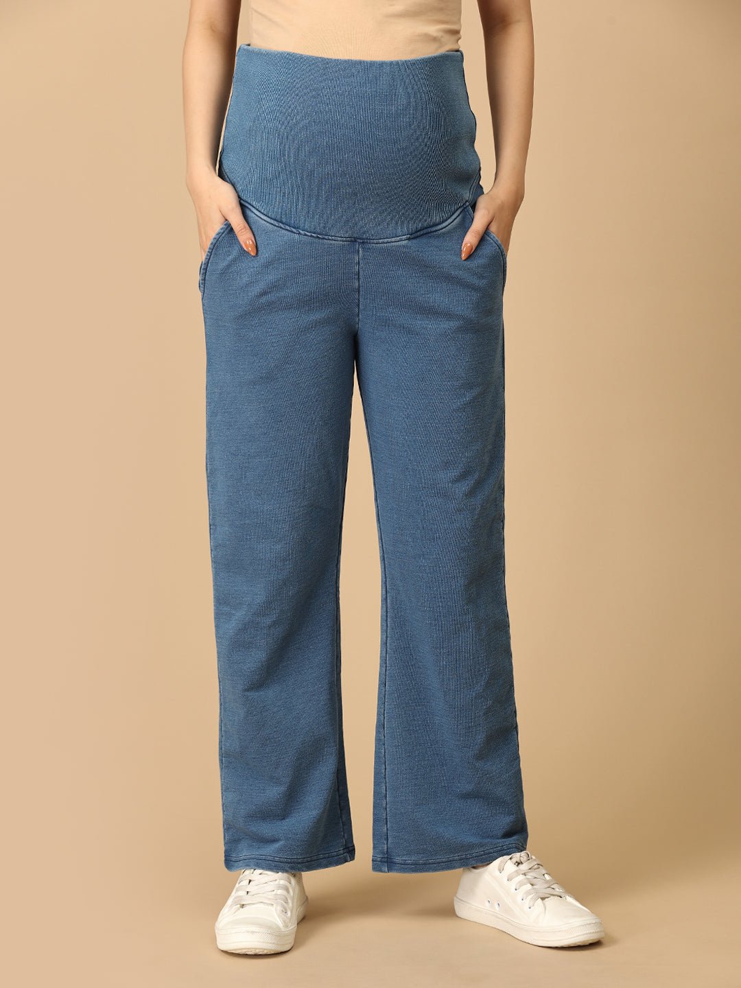  Knit Maternity Denim with Belly Support Light Blue