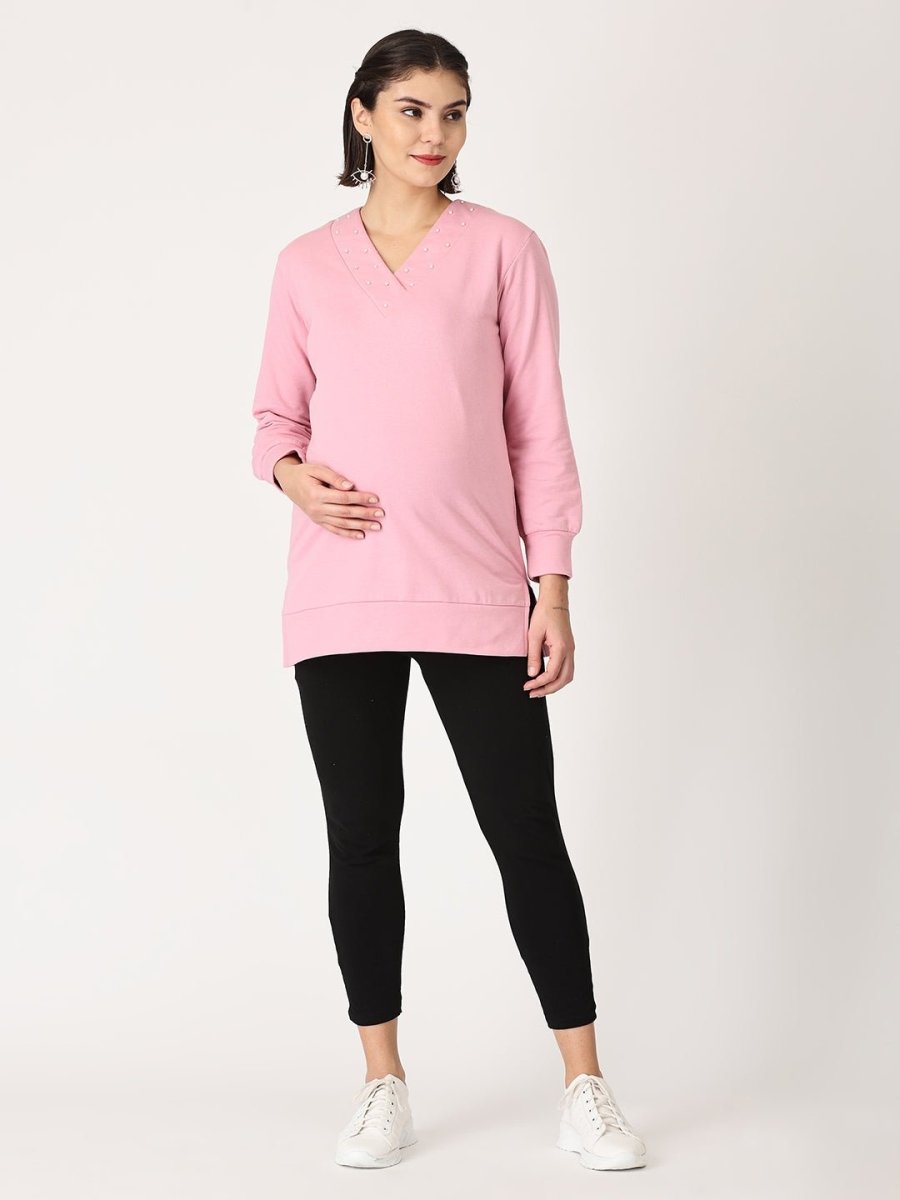  Lilac Pink Sachet Mumma Maternity Sweatshirt Pink