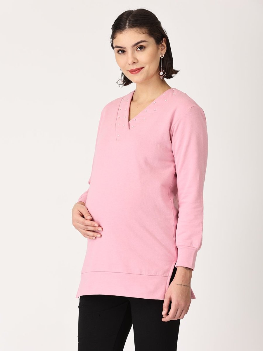  Lilac Pink Sachet Mumma Maternity Sweatshirt Pink