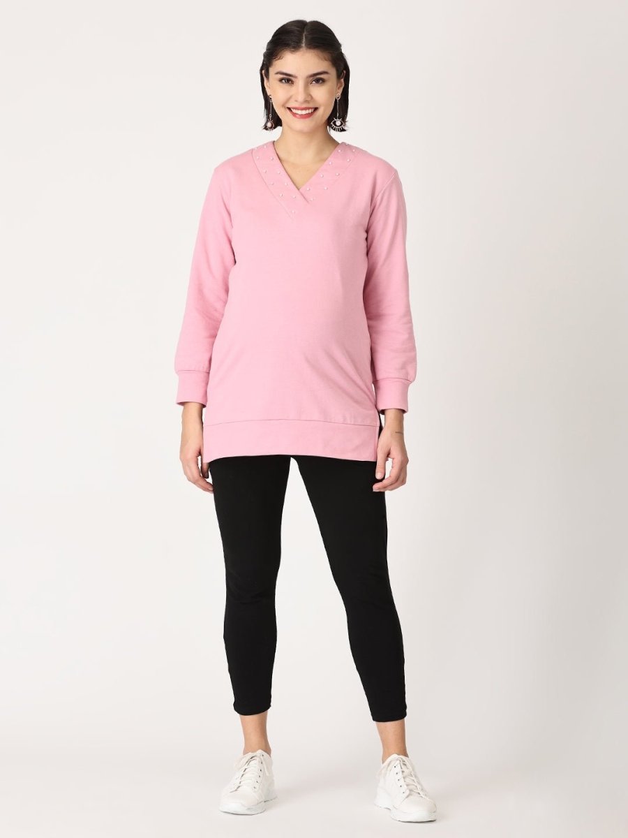  Lilac Pink Sachet Mumma Maternity Sweatshirt Pink