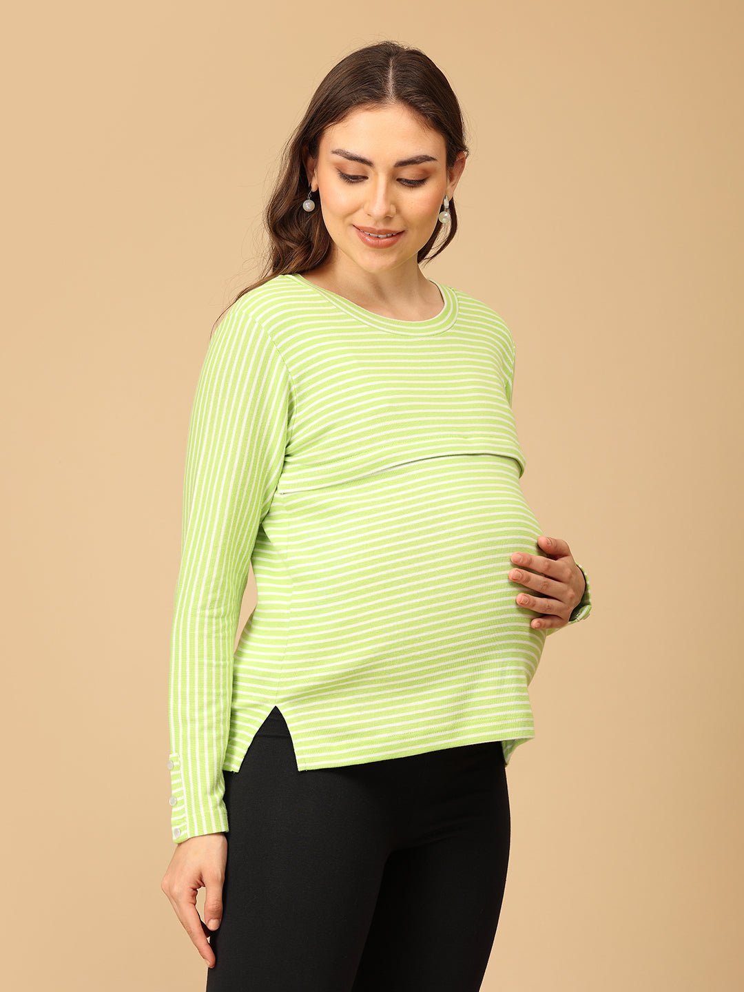  Line It Zing Maternity and Nursing Winter Top Lime