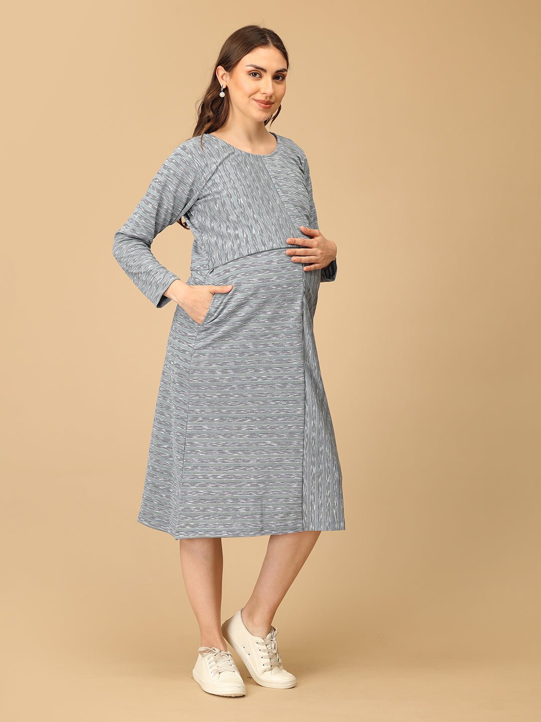  Lines & Layers Maternity and Nursing Dress Multi
