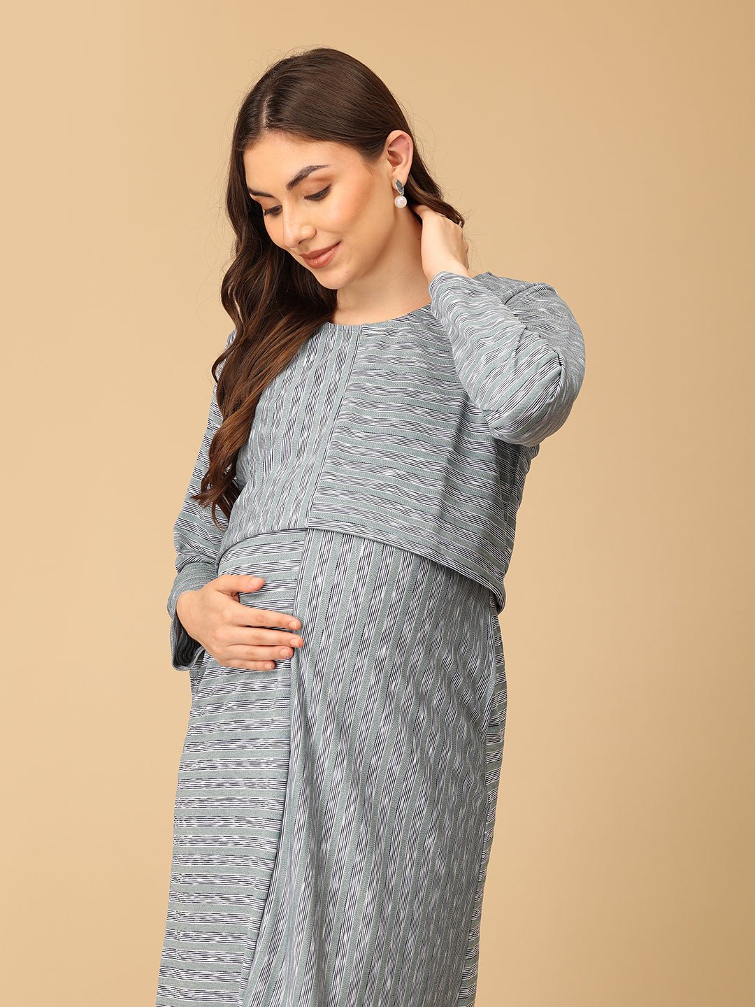  Lines & Layers Maternity and Nursing Dress Multi