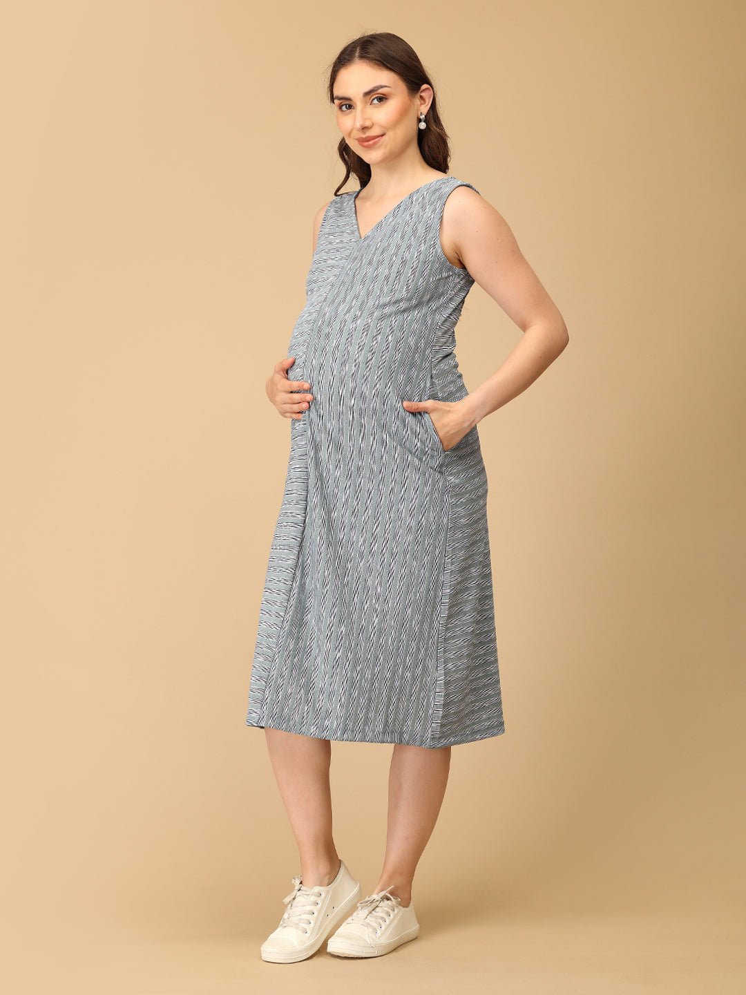  Lines & Layers Maternity and Nursing Dress Multi